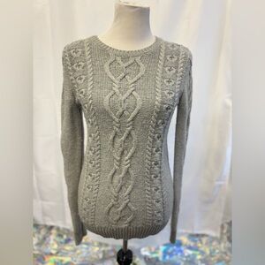 GAP Gray Cable Knit Pullover Sweater | Classic Crewneck Fall Winter 2013‎ Small